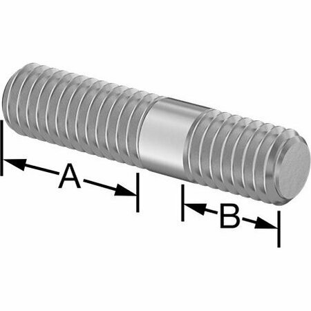 BSC PREFERRED 18-8 Stainless Steel Threaded on Both Ends Stud M6 x 1.00mm Size 14mm and 8mm Thread Len 27mm Long 92997A812